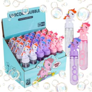 nicorn Bubbles Party Favors For Kids -24Pcs Return Gifts for Birthday Party Kids/Unicorn Birthday Giveaways For Kids Bulk Birthday Party, Mini Toys Bubble Wand For Kids