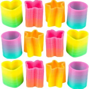 Rainbow Spring Toy Assortment (Pack of 24) Mini Plastic Coil Spring Toy | Bright Colors and Shapes, Goody Bag Filler, Party Prizes and Stocking Stuffers for Kids