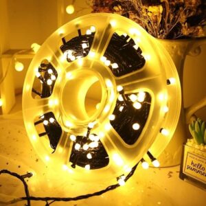 50M LED String Lights Reel for Indoor, Outdoor Use, Festive Lights, Plug-in Twinkle Lights for Trees, Room, Bedroom, Wedding, Birthday, Eid, Christmas, Diwali, New Year (Warm White, Black Wire)