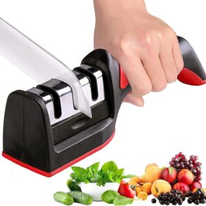 Kitchen Knife Sharpener for Sharpening and Polishing Kitchen Knives with Easy Manual Sharpening for Straight Knives Perfect for Household and Chef’s Choice