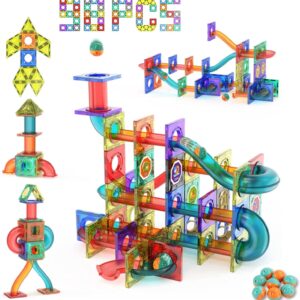 Magnetic Marble Run for Kids, Magnetic Tiles 98 Pcs Magnatile Balls Marble Run Building Set,Magnetic Tiles Toy Magnetic Blocks for Kids Age 3-5,STEM Educational Construction Learning Toys Set