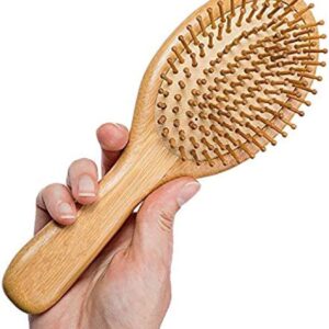 Wet Hair Brush Bamboo Detangling Brush Natural Wooden Paddle Organic Brush for Women Men Kids Scalp Massage Anti-Static, Reducing Hair Breakage Adding Shine