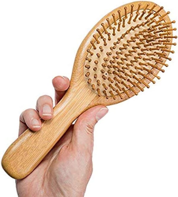 Wet Hair Brush Bamboo Detangling Brush Natural Wooden Paddle Organic Brush for Women Men Kids Scalp Massage Anti-Static, Reducing Hair Breakage Adding Shine