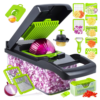 ✔【𝗦𝗨𝗣𝗘𝗥 𝗦𝗛𝗔𝗥𝗣, 𝗥𝗨𝗦𝗧 𝗥𝗘𝗦𝗜𝗦𝗧𝗔𝗡𝗧 𝗕𝗟𝗔𝗗𝗘𝗦】 – The Blades of This Onion Vegetable Chopper Are Made of 420 Stainless Steel, Making Them More Durable And Keeping Them Rust Free. Built To Last. Uses Very Sharp Grade 420 Hardened Stainless Steel Blades for Chopping/Chopping Tough Vegetables and Can Cut Most Types Of Vegetables and Fruits. The Vegetable Chopper Is a Practical Kitchen Gadget. Easily Prepare Meals With Our Versatile Home and Kitchen Vegetable Chopper and More. ✔【PREMIUM 14-IN-1 KITCHEN ACCESSORIES】–Cut Your Produce Like a Pro With Our Newest Vegetable Chopper! It Includes 8 Stainless Steel Interchangeable Blades, 1 Blade Storage Box And 2 Different Cleaning Brushes That Give You Multiple Ways To Slice, Shred, Grate And Chop, and Large-Capacity Container Have An Egg White Separator That Easily Separates Egg Whites From Yolks. The Perfect Home Cooking Gadget! ✔【EASY TO CLEAN + WARM REMINDER】– The blade is easy to disassemble, and it is convenient to clean thoroughly, just scrape the residue on the platen and the blade with a claw and a brush. The right kitchen accessories make your life easier - that's why our vegetable slicers, dicers, choppers are fast and easy to clean, Do not place the blades randomly, after rinsing and drying, collect the blades in a container.