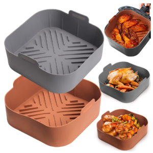 Palksky Silicone air fryer basket liners square - 2pcs reusable air fryer silicone pots