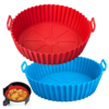 Air Fryer Silicone Pot, XIILSIE 2Pcs Air Fryer Silicone Liners Round Food Safe Non Stick Air